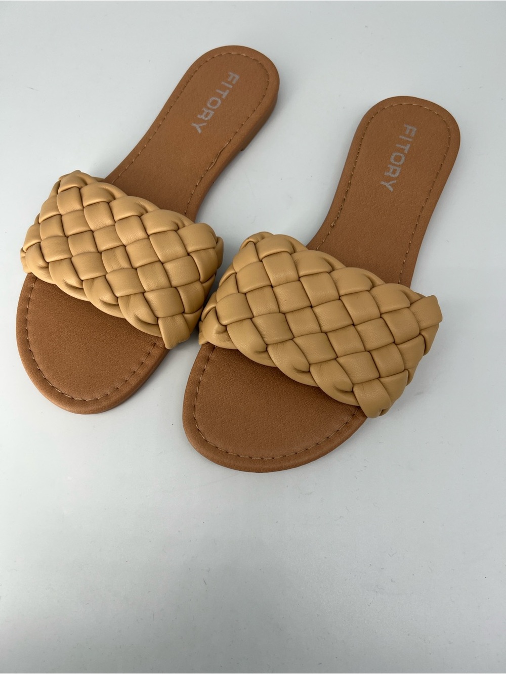 Fitory Woven women’s Tan Slide Sandals